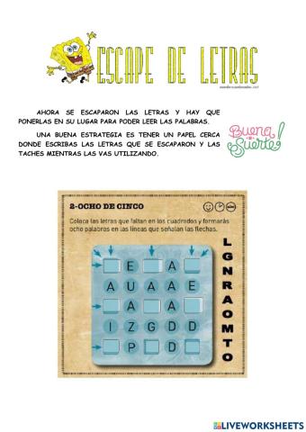 Escape de letras