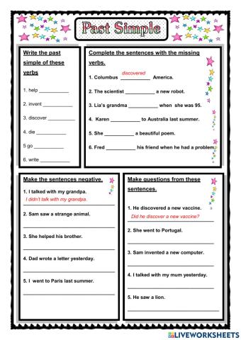 Past simple sentences