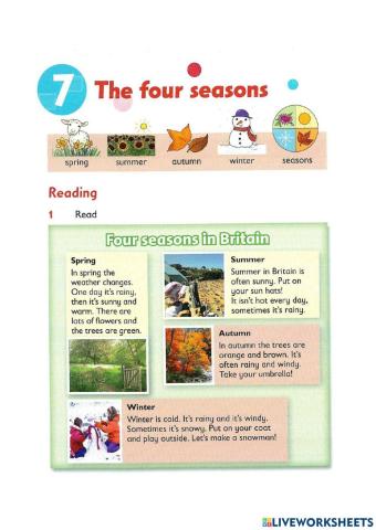 Reading and writing - The four seasons