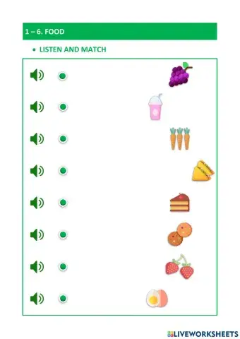 1-6. FOOD. LISTEN, READ AND MATCH