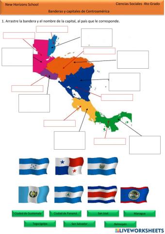 Banderas y capitales de Centroamérica 4to Grado