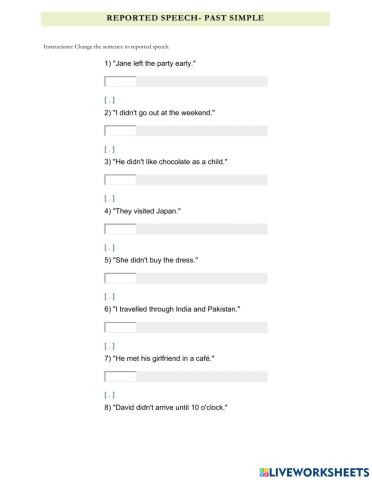 Reported speech- past simple