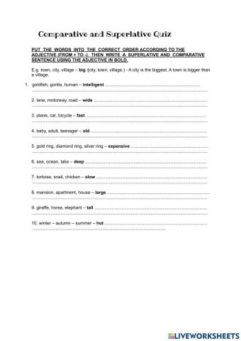 Comparatives and Superlatives Review