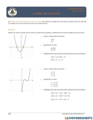 Raíces o ceros de la función