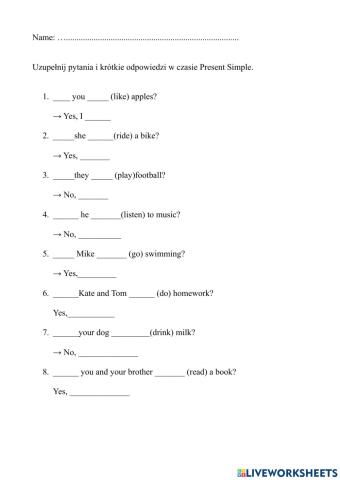 Present simple pytania