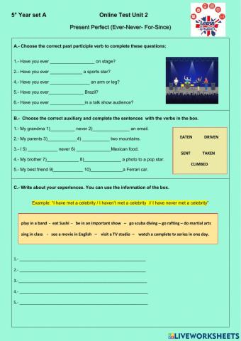 Present Perfect -ever-never-for-since