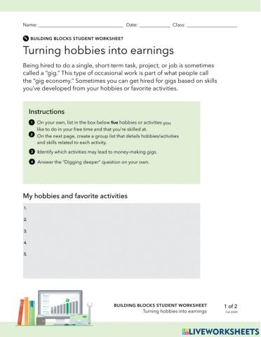 Turning hobbies into earnings