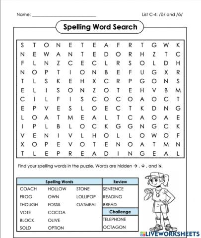Word Search C-4 4th Grade