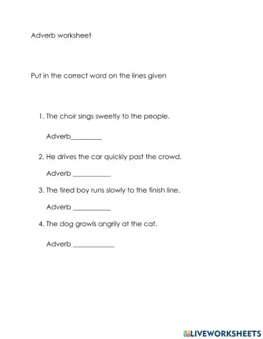 Identifying adverbs in a sentence