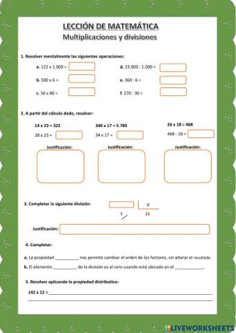 Lección - Multiplicaciones y divisiones