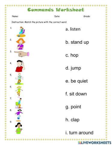 Commands Worksheet