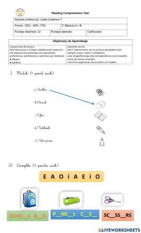 English Test 2° básico