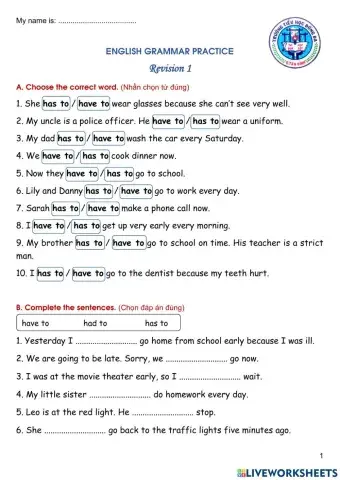 Grade 5 English Grammar Practice