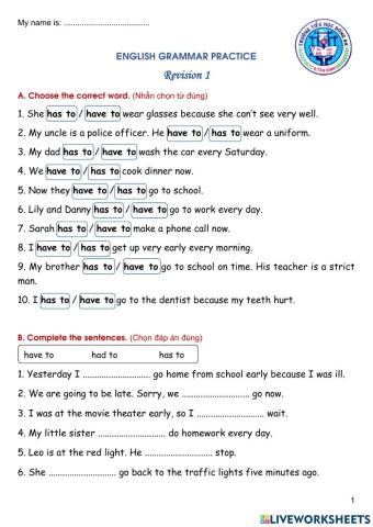Grade 5 English Grammar Practice