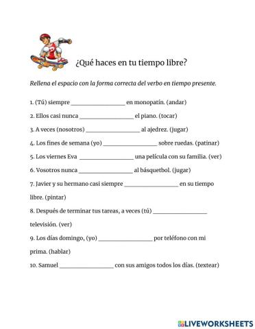 ¿Qué haces en tu tiempo libre?