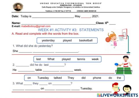 Review activity 3 - GRAMMAR