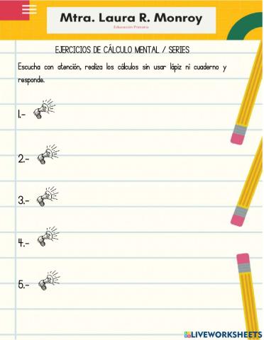 Series con cálculo mental.