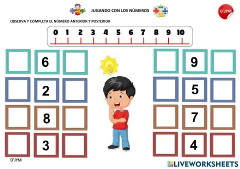 Número Anterior - Posterior del 1 al 10