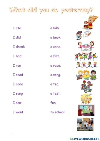 What did you do yesterday? Vocabulary