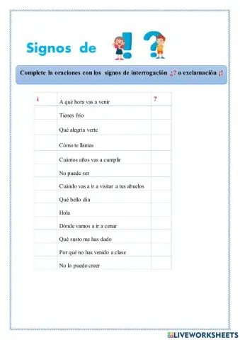 Signos de interrogación y exclamación