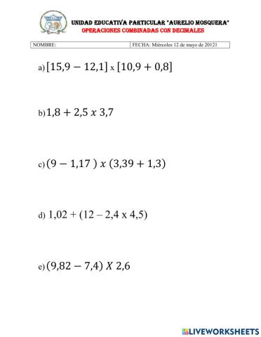 Operaciones combinadas