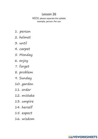Lesson 26 VCCV