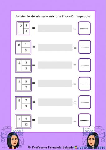 Convertir fracciones mixtas