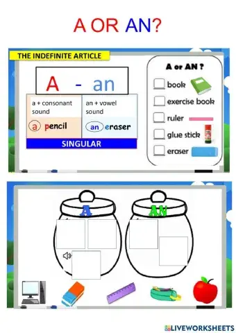 A or an- school objects