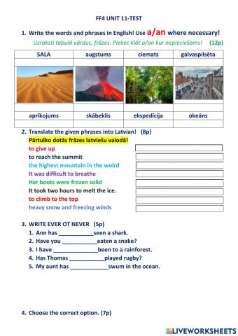 Present Perfect-Nature Objects