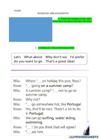 Weekend arrangements