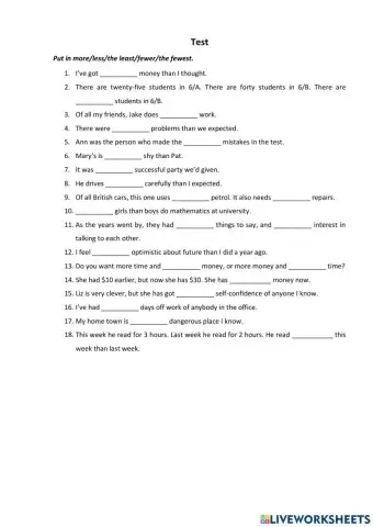 More, less, the least, fewer, the fewest