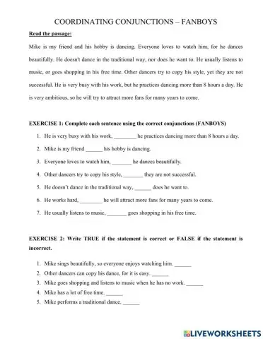 Conjunctions - fanboys