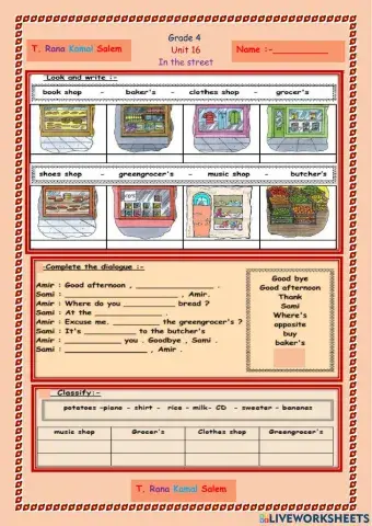 Grade 4 Unit 16 In my street . T. Rana Kamal Salem