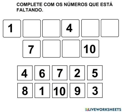 Complete os números