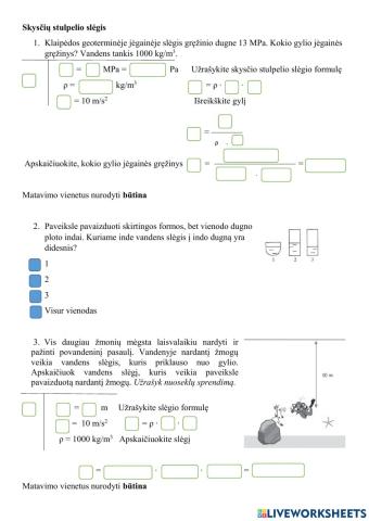 Skysčių stulpelio slėgis