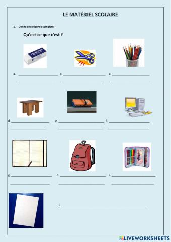 Le matériel scolaire