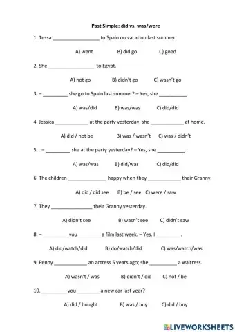 Past Simple: did vs. was-were