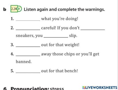 Warnings in a gym - listening
