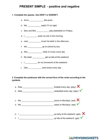 Present simple affirmative and negative