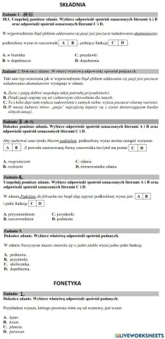 Składnia i fonetyka - zadania egzaminacyjne