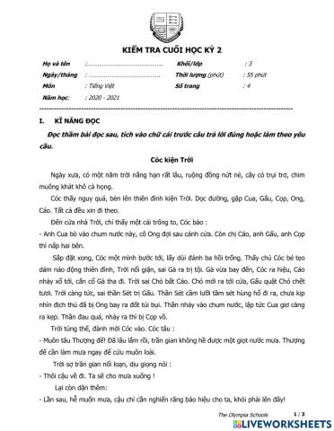 TV3 - Bài kiểm tra cuối học kì 2