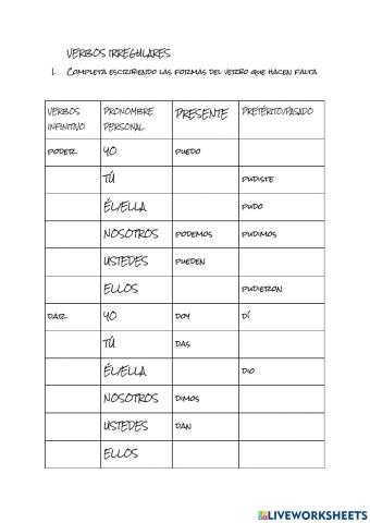 Más verbos irregulares