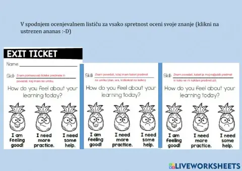 School subject - self-evaluation