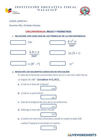 Circunferencia: área y perímetros