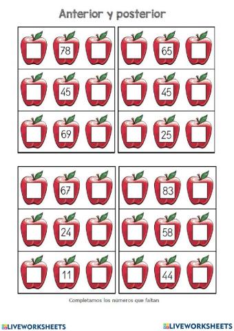 Ficha numeros anterior y posterior