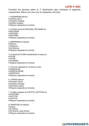 Repaso: 1ª declinación de latín