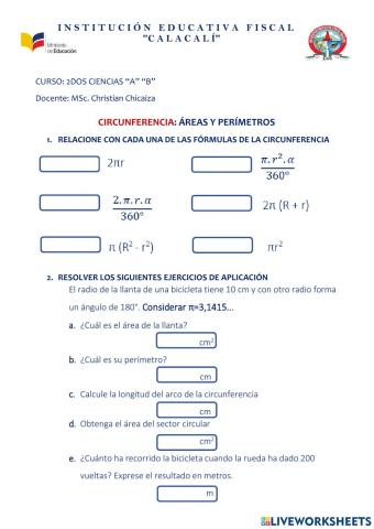 Circunferencia: área y perímetros