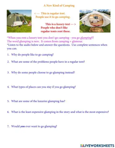 Glamping Listening Practice