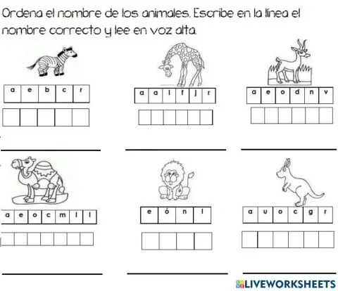 Nombres de animales