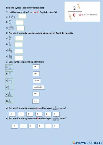 Podmínky řešitelnosti lomených výrazů